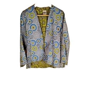 VTG Y2k CTC  Open Front Tapestry Medallion Jacket M Boho, waist length MCM Vibe.